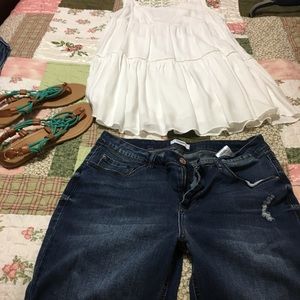 One pair of dark blue boutique jeans